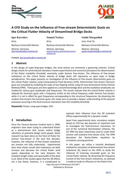 A CFD Study on the Influence of Free-stream Deterministic Gusts on the Critical Flutter Velocity of Streamlined Bridge Decks