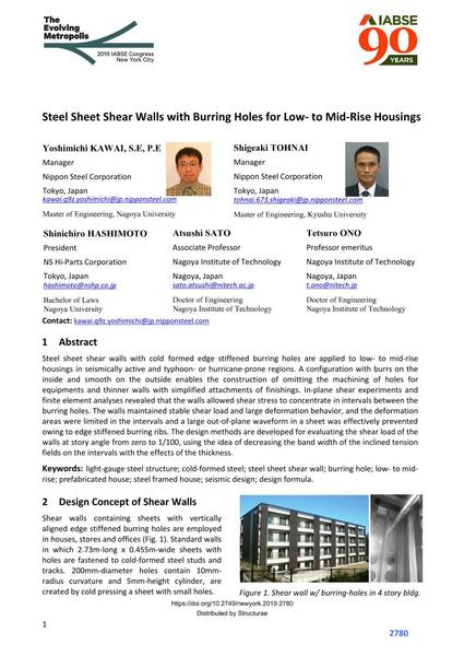  Steel Sheet Shear Walls with Burring Holes for Low- to Mid-Rise Housings