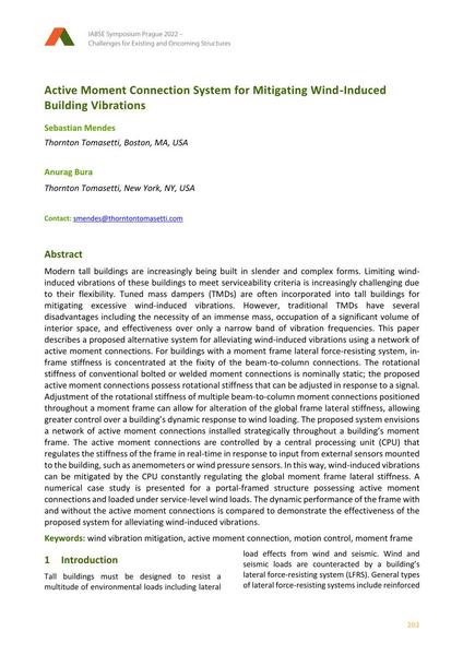  Active Moment Connection System for Mitigating Wind-Induced Building Vibrations