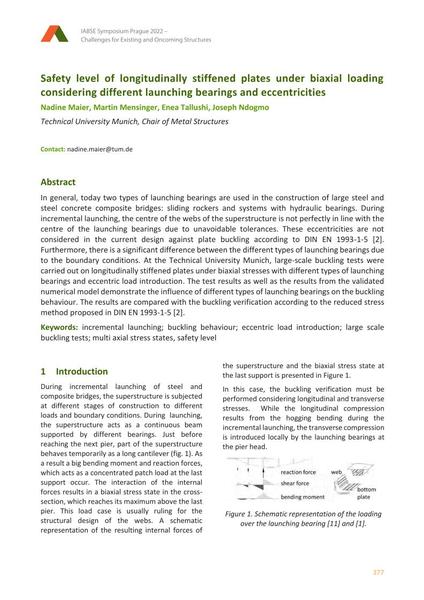  Safety level of longitudinally stiffened plates under biaxial loading considering different launching bearings and eccentricities