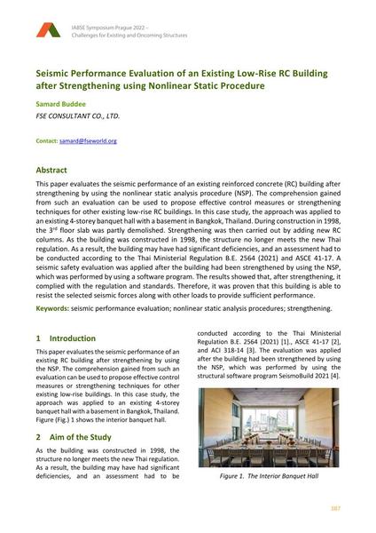  Seismic Performance Evaluation of an Existing Low-Rise RC Building after Strengthening using Nonlinear Static Procedure