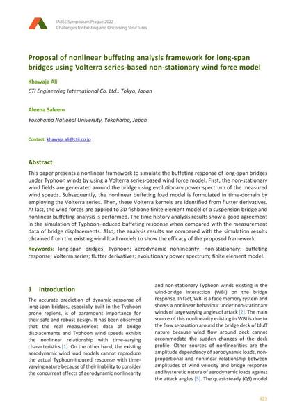  Proposal of nonlinear buffeting analysis framework for long-span bridges using Volterra series-based non-stationary wind force model