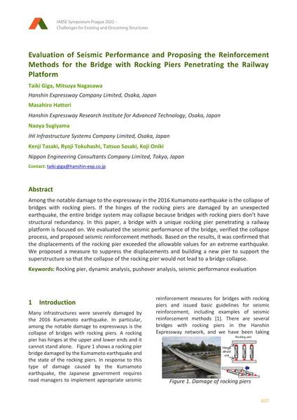 Evaluation of Seismic Performance and Proposing the Reinforcement Methods for the Bridge with Rocking Piers Penetrating the Railway Platform
