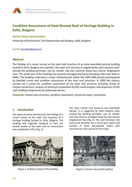  Condition Assessment of Steel Riveted Roof of Heritage Building in Sofia, Bulgaria