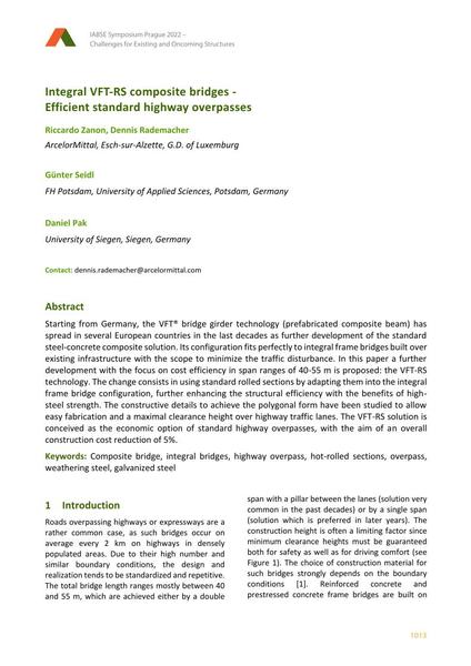  Integral VFT-RS composite bridges - Efficient standard highway overpasses