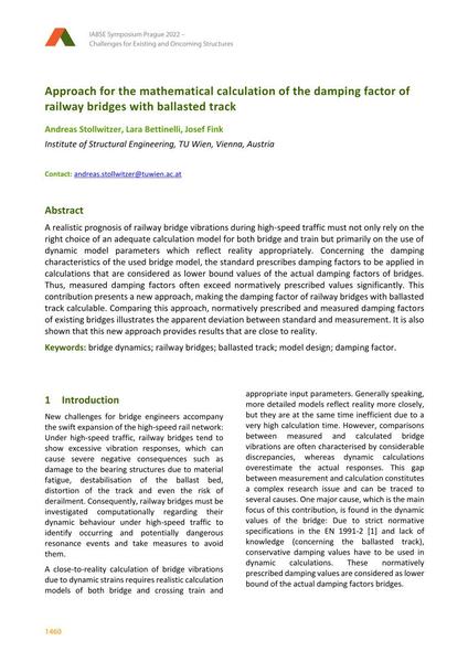  Approach for the mathematical calculation of the damping factor of railway bridges with ballasted track