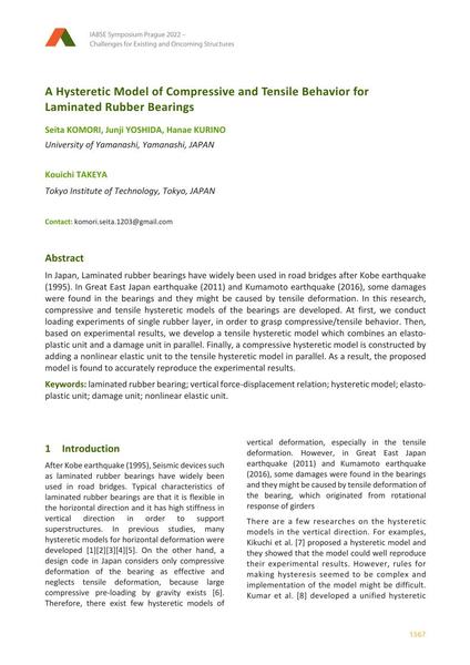 A Hysteretic Model of Compressive and Tensile Behavior for Laminated Rubber Bearings