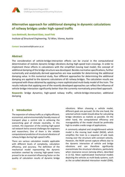  Alternative approach for additional damping in dynamic calculations of railway bridges under high-speed traffic
