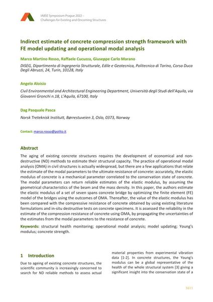  Indirect estimate of concrete compression strength framework with FE model updating and operational modal analysis