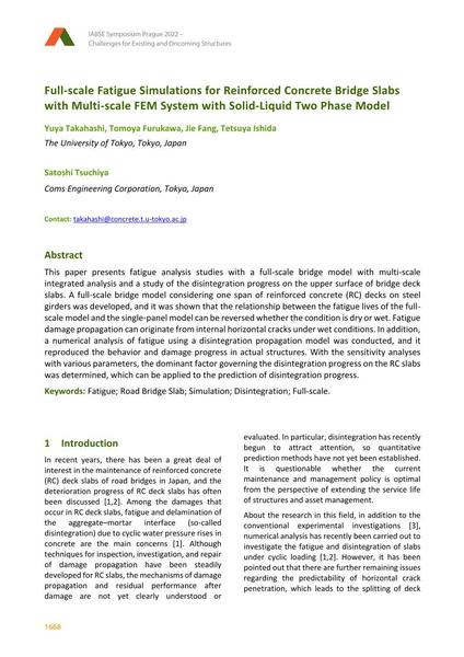  Full-scale Fatigue Simulations for Reinforced Concrete Bridge Slabs with Multi-scale FEM System with Solid-Liquid Two Phase Model