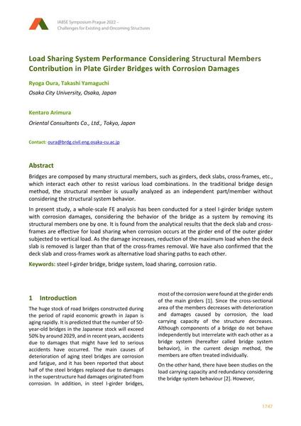  Load Sharing System Performance Considering Structural Members Contribution in Plate Girder Bridges with Corrosion Damages