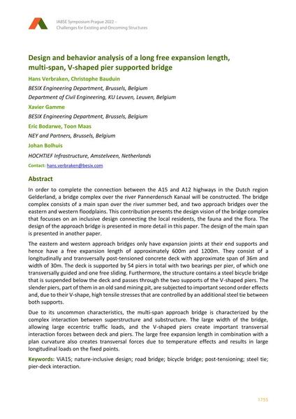  Design and behavior analysis of a long free expansion length, multi-span, V-shaped pier supported bridge