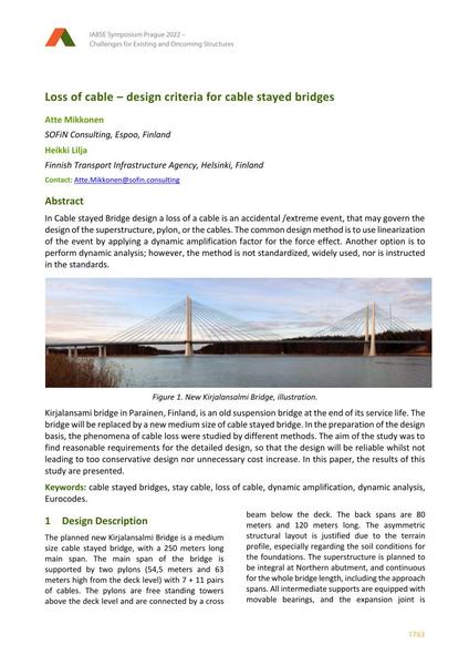  Loss of cable – design criteria for cable stayed bridges