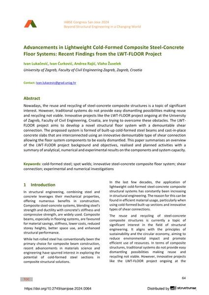  Advancements in Lightweight Cold-Formed Composite Steel-Concrete Floor Systems: Recent Findings from the LWT-FLOOR Project