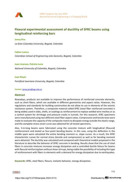  Flexural experimental assessment of ductility of SFRC beams using longitudinal reinforcing bars