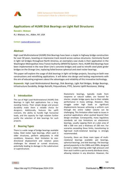  Applications of HLMR Disk Bearings on Light Rail Structures