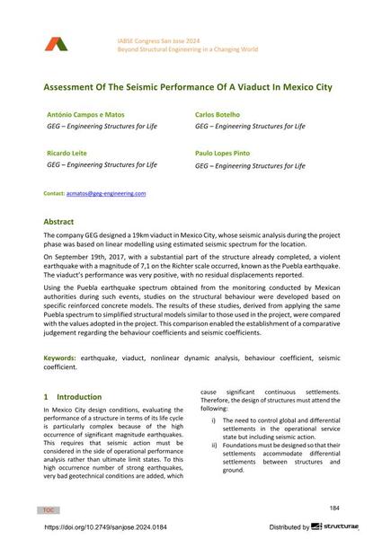  Assessment Of The Seismic Performance Of A Viaduct In Mexico City