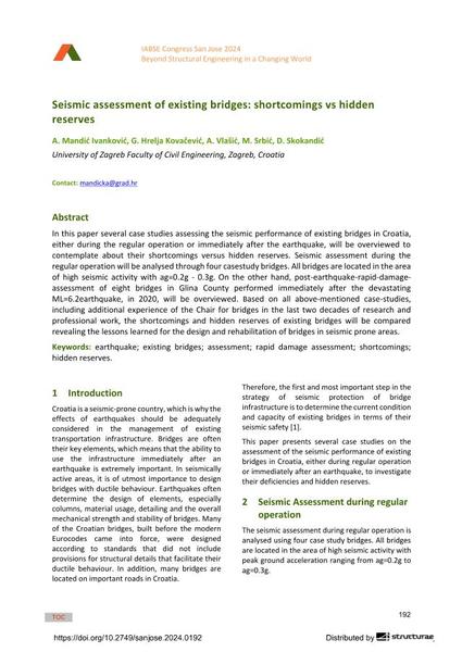  Seismic assessment of existing bridges: shortcomings vs hidden reserves