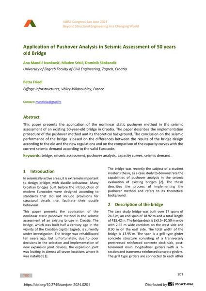  Application of Pushover Analysis in Seismic Assessment of 50 years old Bridge