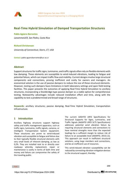  Real-Time Hybrid Simulation of Damped Transportation Structures