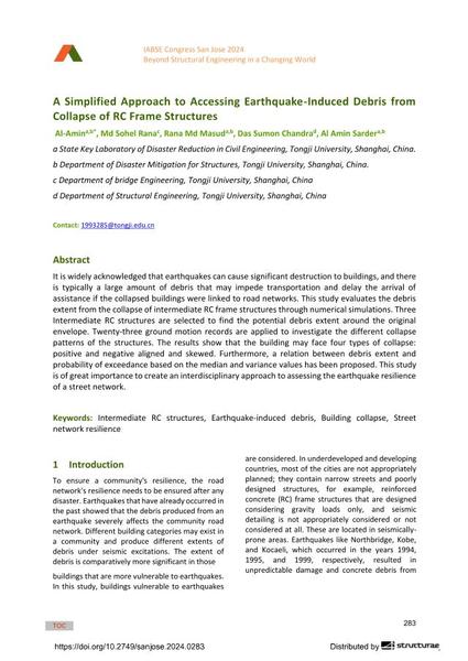 A Simplified Approach to Accessing Earthquake-Induced Debris from Collapse of RC Frame Structures