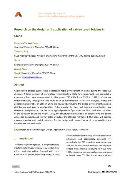  Research on the design and application of cable-stayed bridges in China