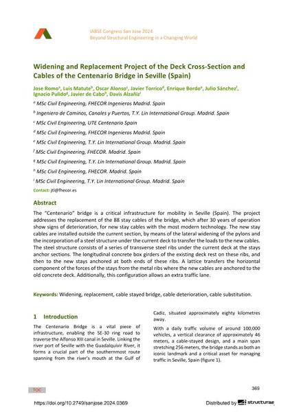  Widening and Replacement Project of the Deck Cross-Section and Cables of the Centenario Bridge in Seville (Spain)