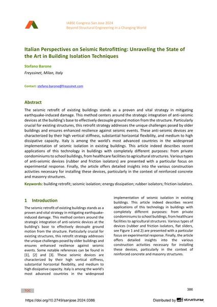  Italian Perspectives on Seismic Retrofitting: Unraveling the State of the Art in Building Isolation Techniques