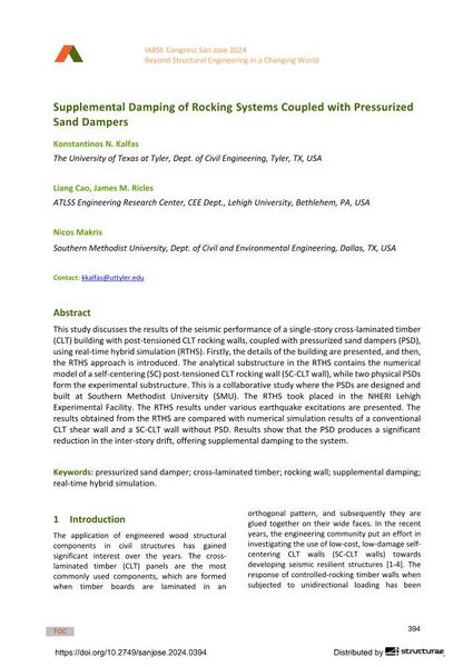  Supplemental Damping of Rocking Systems Coupled with Pressurized Sand Dampers