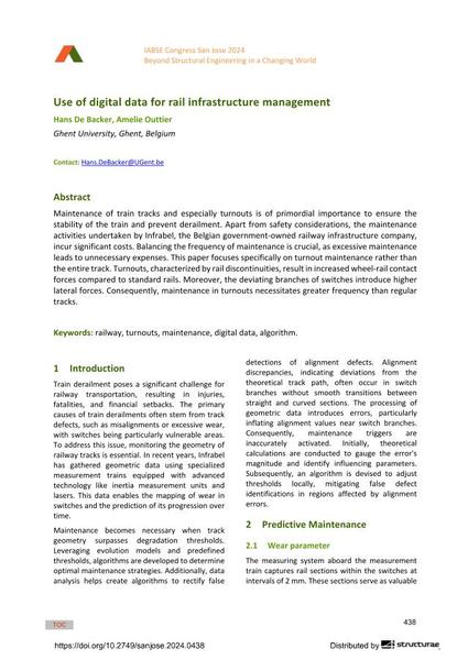  Use of digital data for rail infrastructure management