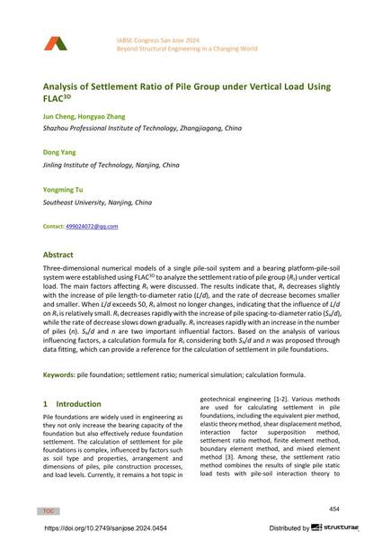  Analysis of Settlement Ratio of Pile Group under Vertical Load Using FLAC3D