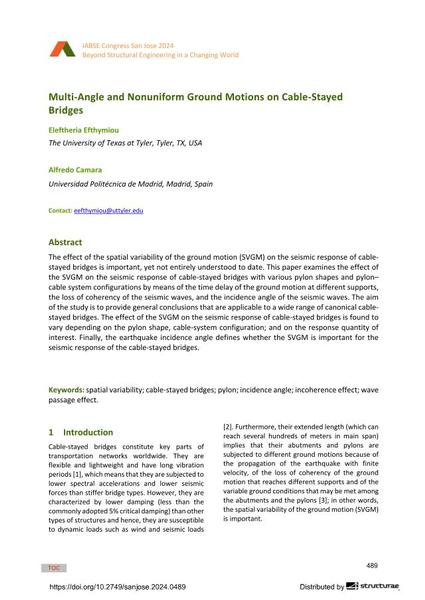  Multi-Angle and Nonuniform Ground Motions on Cable-Stayed Bridges