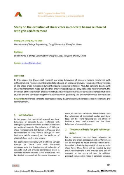  Study on the evolution of shear crack in concrete beams reinforced with grid reinforcement