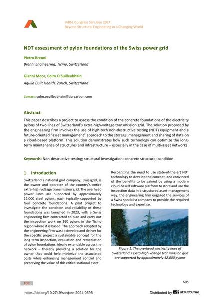  NDT assessment of pylon foundations of the Swiss power grid