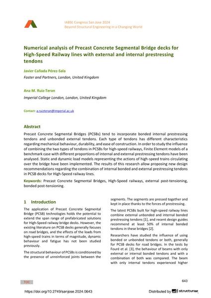  Numerical analysis of Precast Concrete Segmental Bridge decks for High-Speed Railway lines with external and internal prestressing tendons