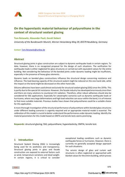  On the hyperelastic material behaviour of polyurethane in the context of structural sealant glazing