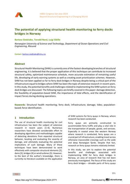 The potential of applying structural health monitoring to ferry docks bridges in Norway