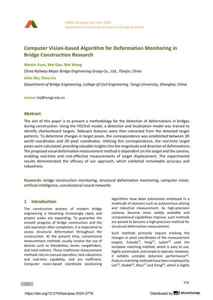  Computer Vision-based Algorithm for Deformation Monitoring in Bridge Construction Research