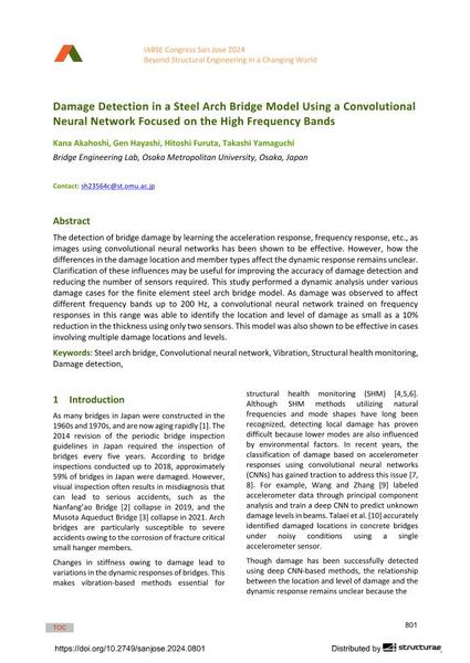  Damage Detection in a Steel Arch Bridge Model Using a Convolutional Neural Network Focused on the High Frequency Bands