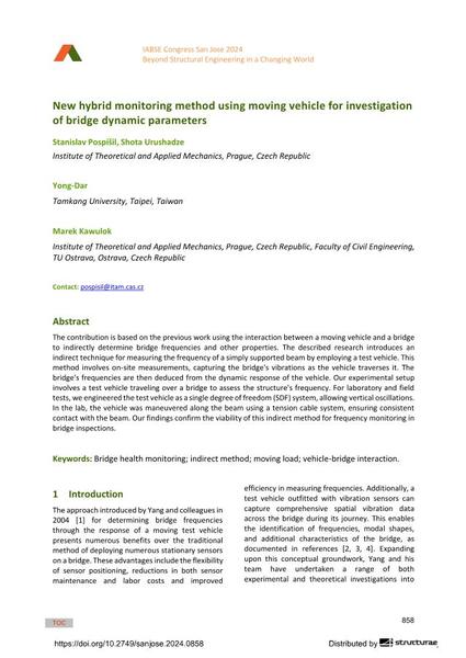  New hybrid monitoring method using moving vehicle for investigation of bridge dynamic parameters