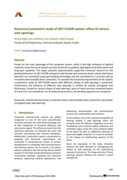  Numerical parametric study of LWT-FLOOR system: effect of various web openings