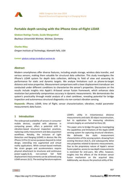  Portable depth sensing with the iPhone time-of-flight LiDAR