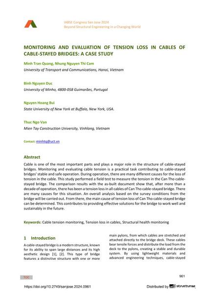  Monitoring and Evaluation of Tension Loss in Cables of Cable-Stayed Bridges: a Case Study