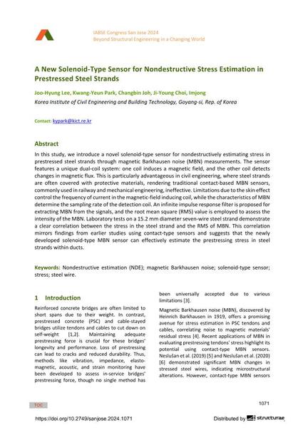  A New Solenoid-Type Sensor for Nondestructive Stress Estimation in Prestressed Steel Strands