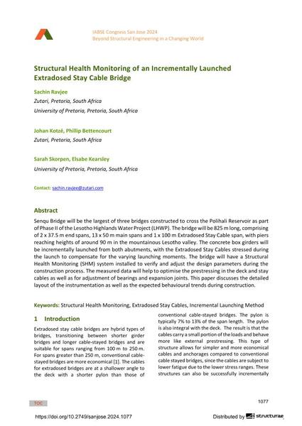  Structural Health Monitoring of an Incrementally Launched Extradosed Stay Cable Bridge