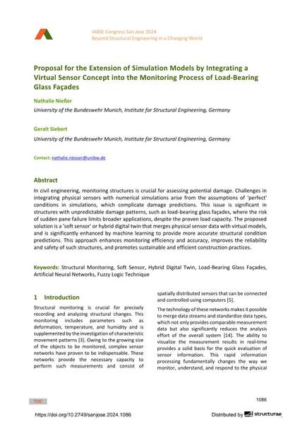  Proposal for the Extension of Simulation Models by Integrating a Virtual Sensor Concept into the Monitoring Process of Load-Bearing Glass Façades