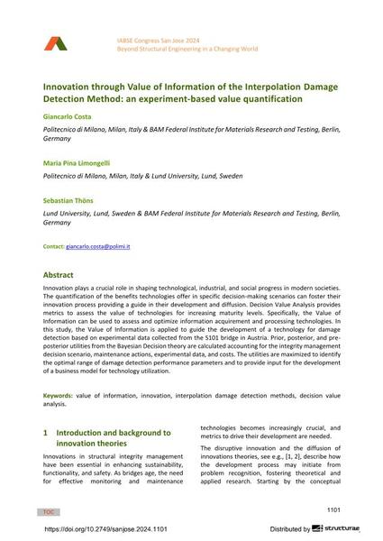  Innovation through Value of Information of the Interpolation Damage Detection Method: an experiment-based value quantification