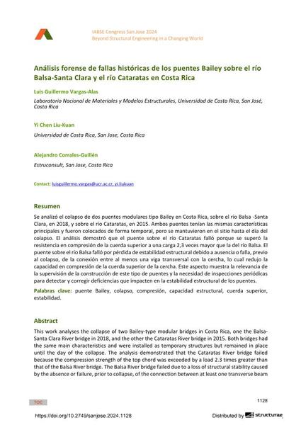  Análisis forense de fallas históricas de los puentes Bailey sobre el río Balsa-Santa Clara y el río Cataratas en Costa Rica