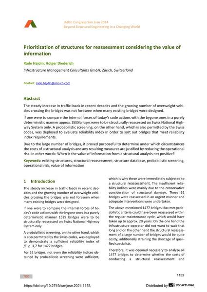  Prioritization of structures for reassessment considering the value of information