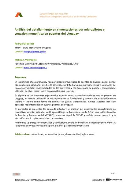  Análisis del detallamiento en cimentaciones por micropilotes y conexión monolítica en puentes del Uruguay